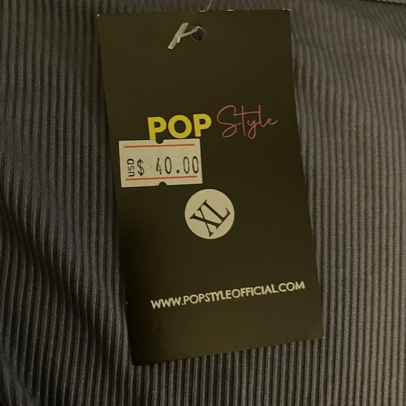 Pop Style Women’s Long Sleeve Drawstring Front Surplice Neck Crop Tee Size XL - Picture 3 of 3